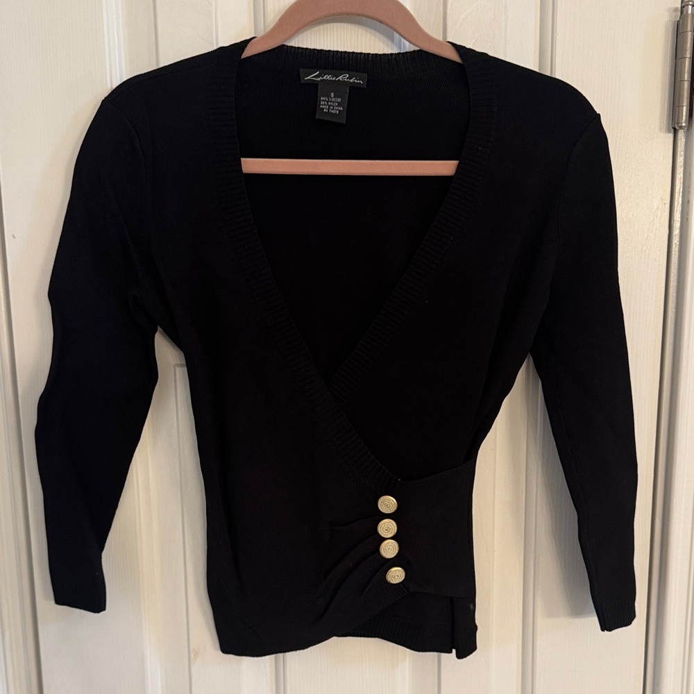 Black Buttoned Women Top